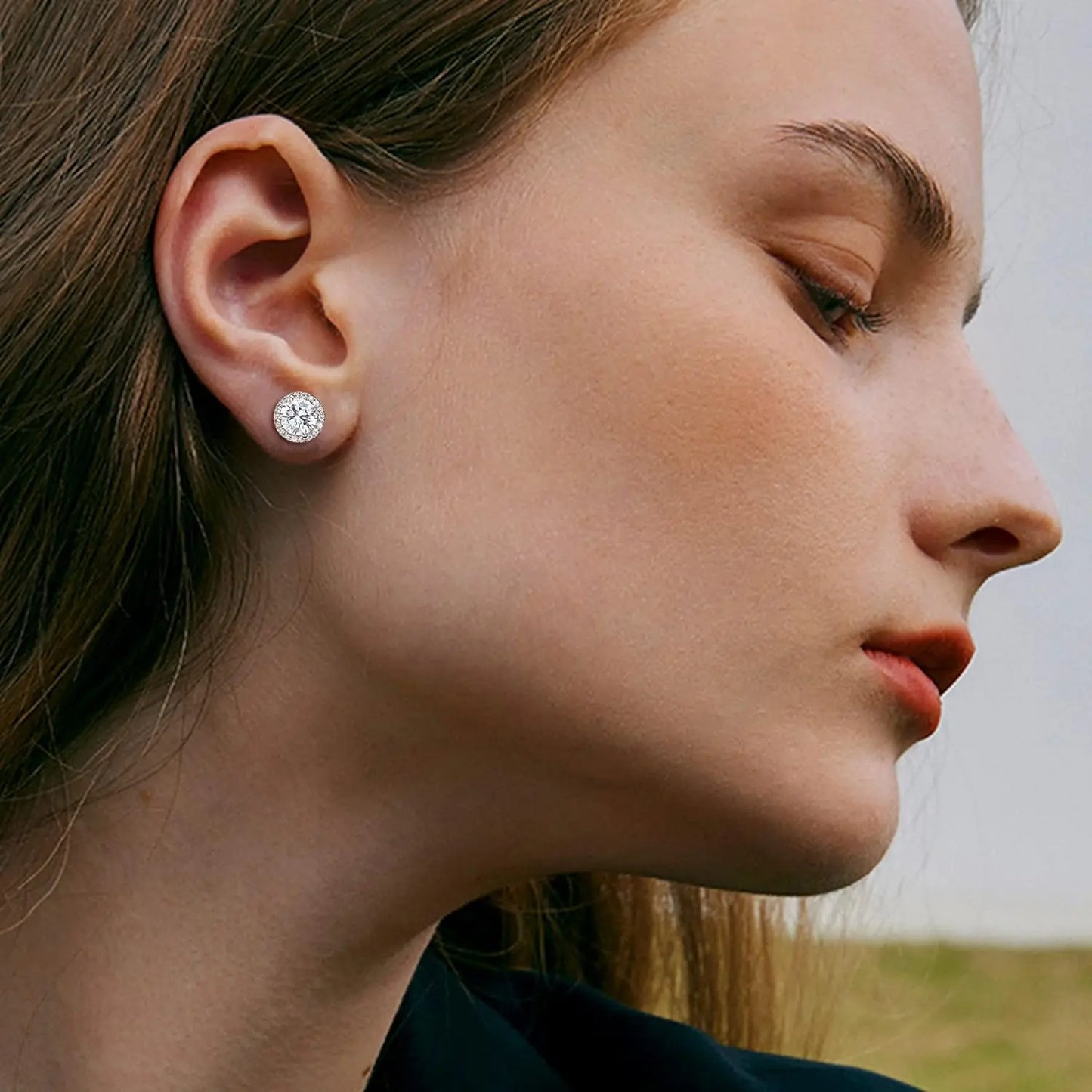 MILACOLATO Cubic Zirconia Stud Earrings Hypoallergenic 925 Sterling Silver Post Earrings Big Brilliant Stud Earrings for Women Men, Men'S Accessories, Gifts for Boyfriend